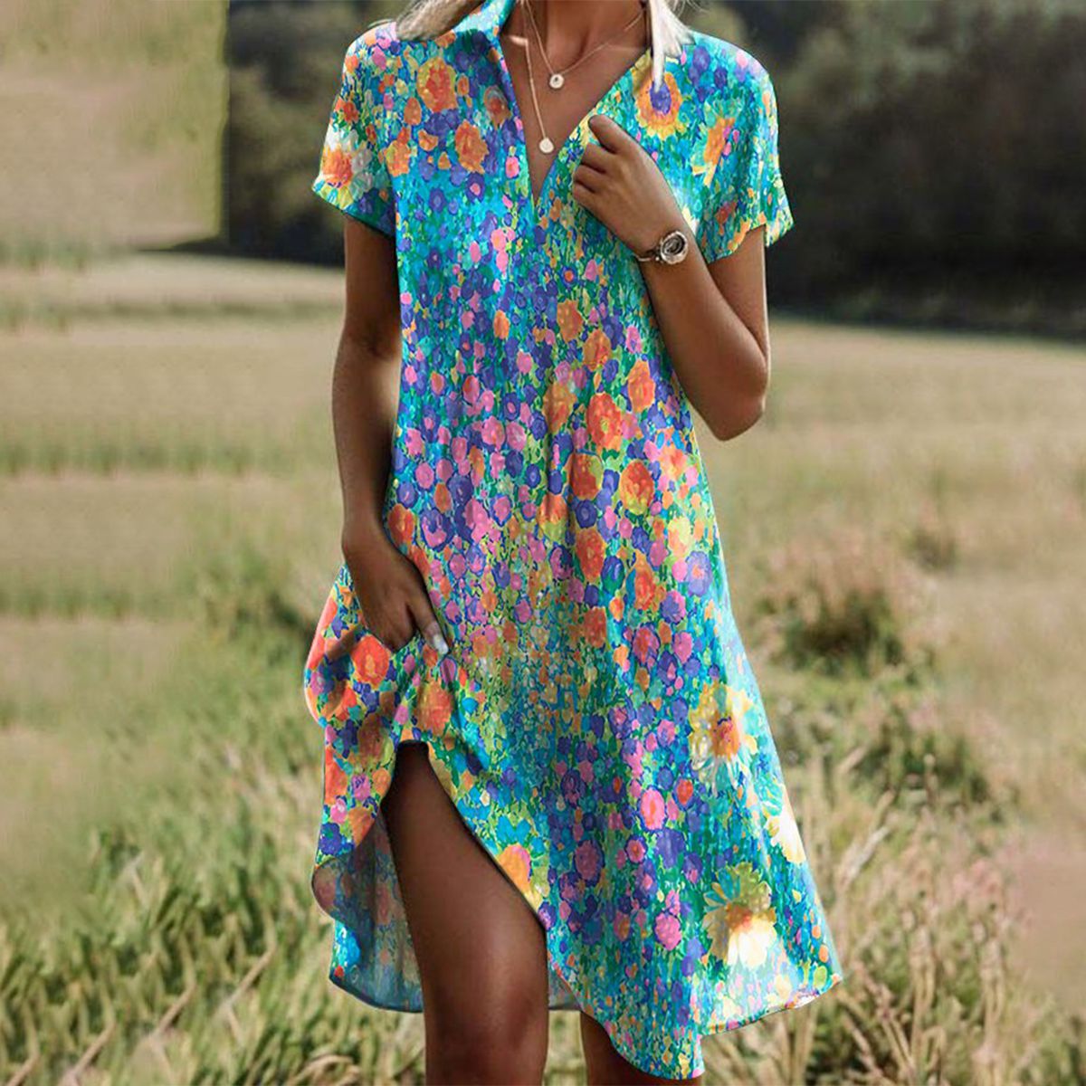 Jane | Stylish Elegant Multi-Color Dress